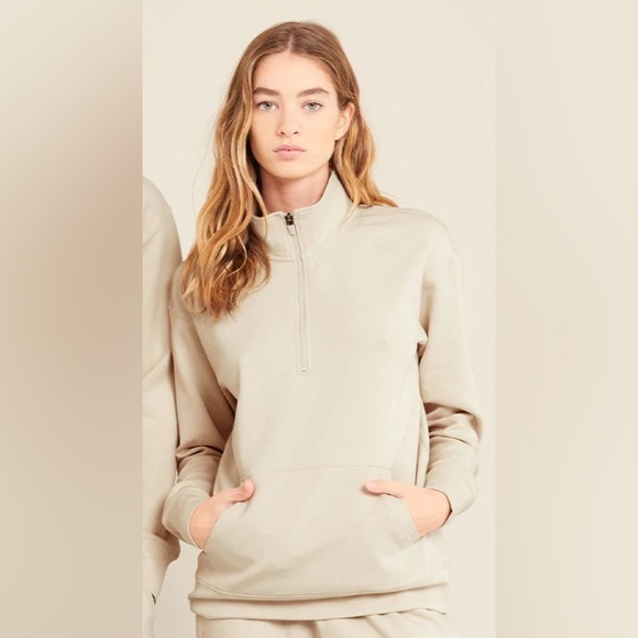 BOODY Unisex Quarter Zip Sweater XS cream/“sand” bamboo viscose organic cotton - Picture 5 of 10